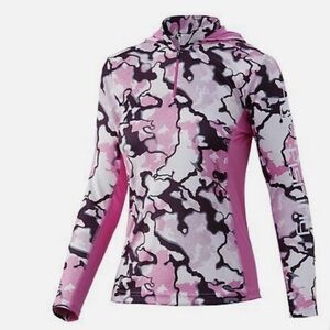 Huk ICON X current camo Hoodie. Pink & Brown Camo Size S